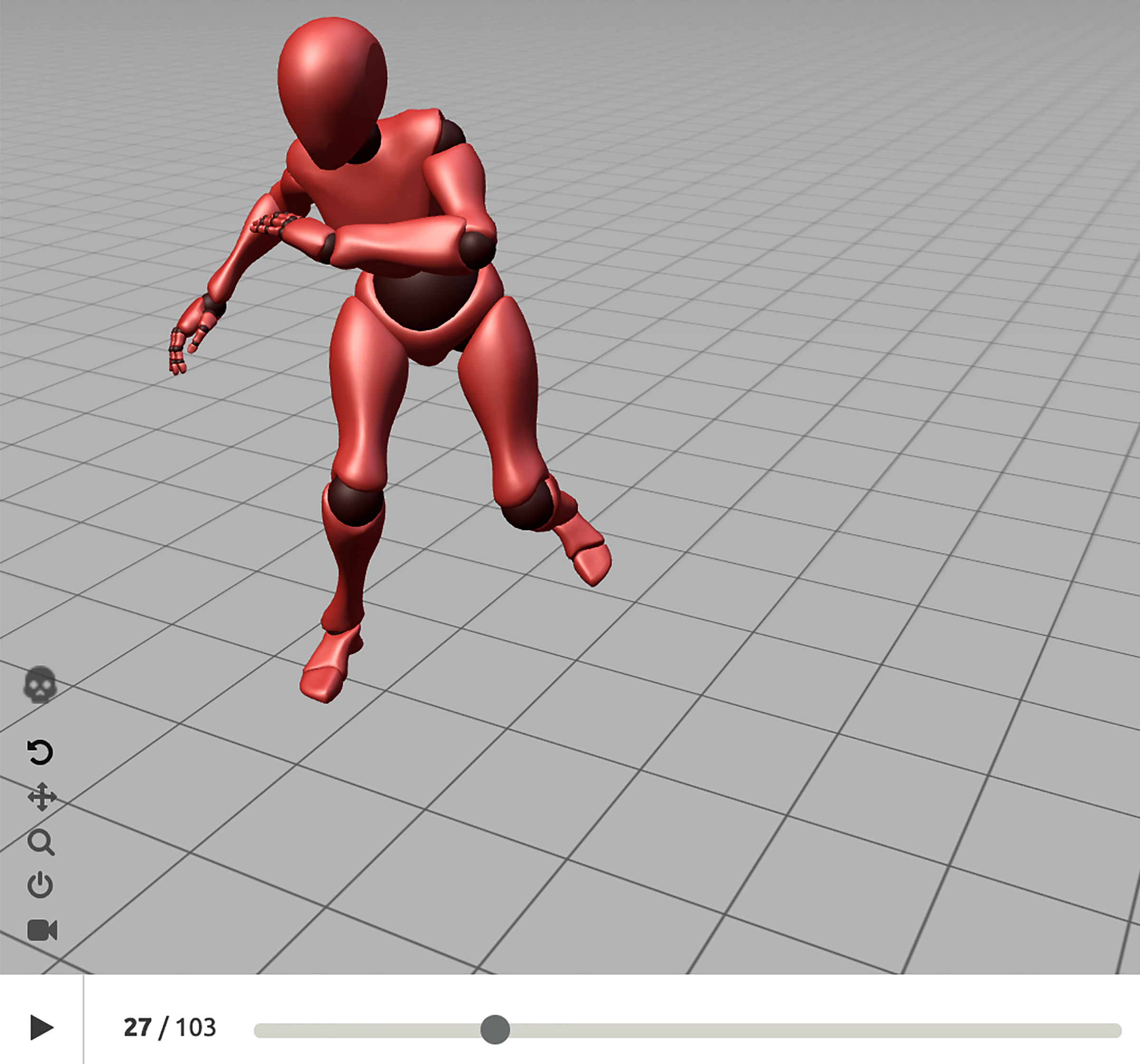 Red 3d model from Mixamo doing Capoeira